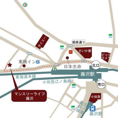 マンスリーライフ藤沢(No:014)の物件地図