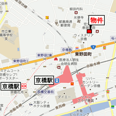マンスリーリブマックス京橋ステーションプラザ◎【浴室乾燥機付き・洗浄機能付便座】≪スタンダードシリーズ≫の物件地図