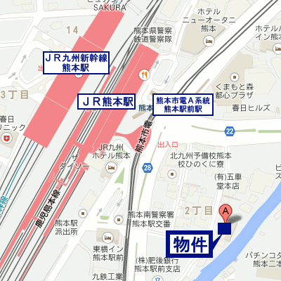 マンスリーリブマックス熊本駅前【NET対応・駅4分】≪スマートシリーズ≫の物件地図
