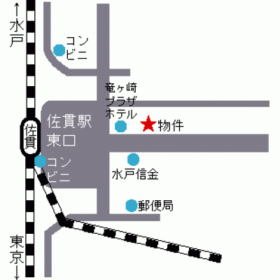 ＪＲ佐貫駅から徒歩2分「ルミエール」の物件地図