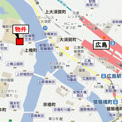 グッドステイ広島駅前西△【ベーシック・全室角部屋・駅5分・NET対応・洗浄機能付便座】の物件地図