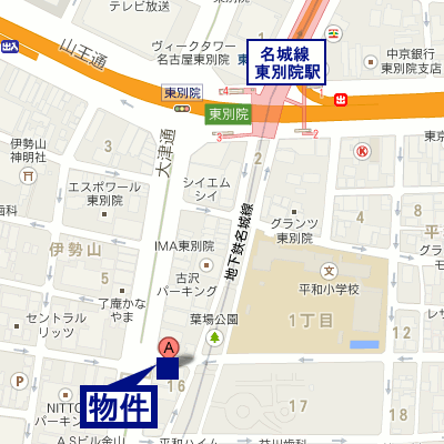 マンスリーリブマックス金山グリーンパークス●1st『1K』【駅3分・NET対応】≪エクセレントシリーズ≫の物件地図