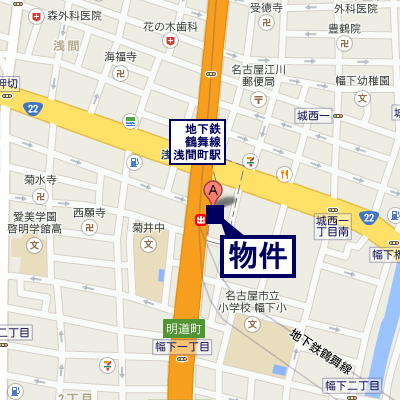 マンスリーリブマックス名古屋城西グランデ■【駅1分・NET対応・洗浄機能付便座】≪エクセレントシリーズ≫の物件地図