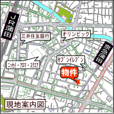 シティマンスリー蒲田・ケーヨンプラザ　2Ｃタイプ【光インターネット（WIFI）無料】【独立洗面】【オートロック】【管理費無料】の物件地図