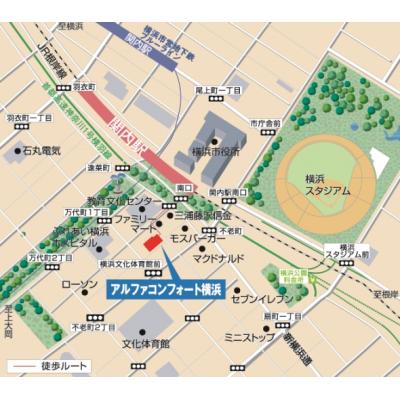 アルファコンフォート横浜【Ａタイプ】　☆大浴場・食堂あり☆　ハイグレードマンションの物件地図