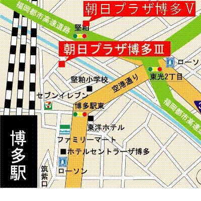 【最大28室可能】朝日プラザ博多3【室内洗濯機付】の物件地図