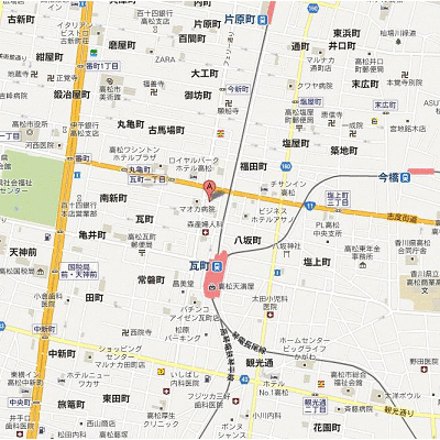 グッドステイ高松瓦町駅前※【ベーシック・駅４分・ネット無料】の物件地図