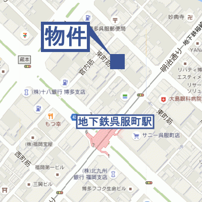 グッドステイ博多呉服町アネックス□【ベーシック・NET対応・洗浄機能付便座】の物件地図