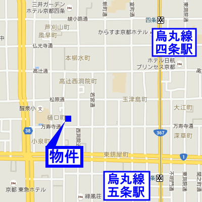 マンスリーリブマックス烏丸五条ＫＡＮＡＤＥ■2nd『禁煙・1DK・33平米』【NET対応・床暖房・設備充実】≪エクセレントシリーズ≫の物件地図