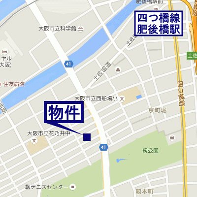 グッドステイ肥後橋WEST■【ハイクラス・NET対応・洗浄機能付便座・浴室乾燥機】の物件地図