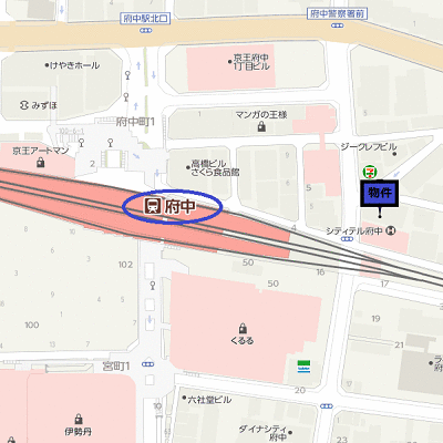 マンスリーリブマックス京王線府中ステーションフロント■【Wi-Fi無制限・駅1分・25平米・独立洗面・浴室乾燥・洗浄便座】≪エクセレントシリーズ≫の物件地図