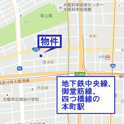 グッドステイ大阪本町グランツ▲【ハイクラス・NET対応・洗浄機能付便座・浴室乾燥機】の物件地図
