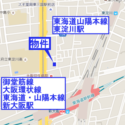 グッドステイ新大阪ステーションプラザ■【ベーシック・NET対応・洗浄機能付便座・浴室乾燥機・ロフト付】の物件地図