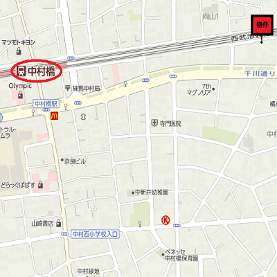 マンスリーリブマックス西武池袋線中村橋EASTロゼ☆『25平米』【独立洗面・浴室乾燥付】≪エクセレントシリーズ≫の物件地図