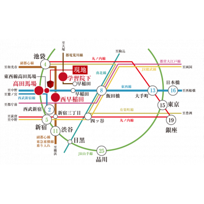 高田馬場ツインタイプ✤ネット無料✤デザイナーズの物件地図