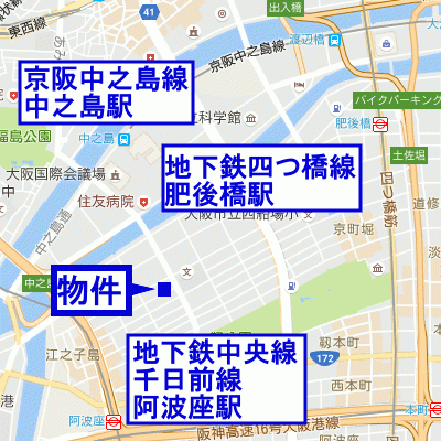 グッドステイ肥後橋西※【ハイクラス・NET対応・洗浄機能付便座・浴室乾燥機・独立洗面台】の物件地図