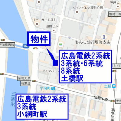 マンスリーリブマックス広島土橋グレース△【２９㎡・洗浄機能付き便座・独立洗面台・カウンターキッチン付】≪スタンダードシリーズ≫の物件地図