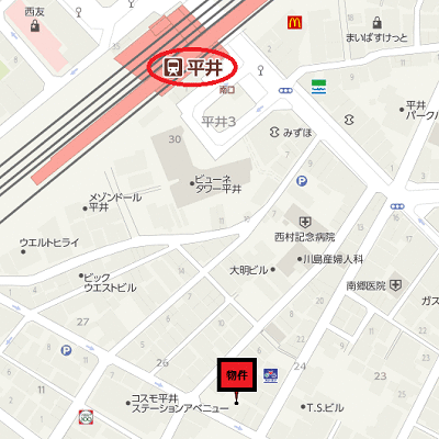 マンスリーリブマックス総武線平井SOUTHステイ□【ロフトタイプ・1名入居限定・駅4分・浴室乾燥】≪スマートシリーズ≫の物件地図