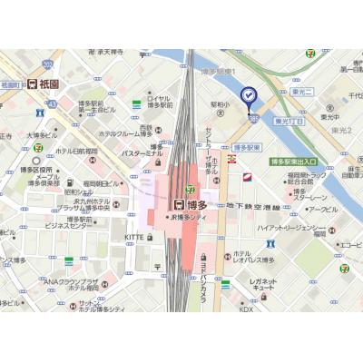 ★5月入居特典★お得な割引キャンペーン実施中！博多駅徒歩5分 ♪ 光インターネット無料！日当たり＆眺望の良い角部屋です^-^の物件地図