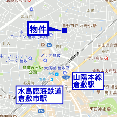 マンスリーリブマックス倉敷プリマローズ■【2口ガスコンロ・洗浄機能付き便座・独立洗面台】【D】≪スタンダードシリーズ≫の物件地図