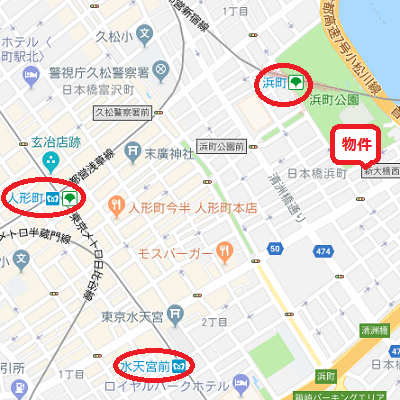 マンスリーリブマックス日本橋浜町パークサイド※『駅徒歩3分』≪スタンダードシリーズ≫の物件地図
