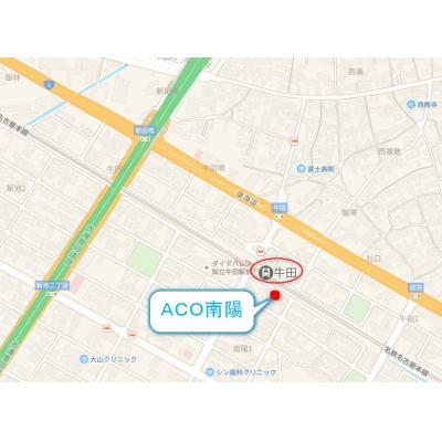 ＡＣＯ南陽　⭐名鉄本線牛田駅　南口改札目の前⭐の物件地図