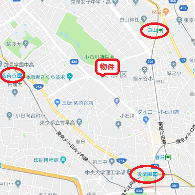 マンスリーリブマックス文京白山・小石川植物園前グランド■『1LDK・40平米』【ローテーブル・ソファ・独立洗面・浴室乾燥付】≪ラグジュアリーシリーズ≫の物件地図