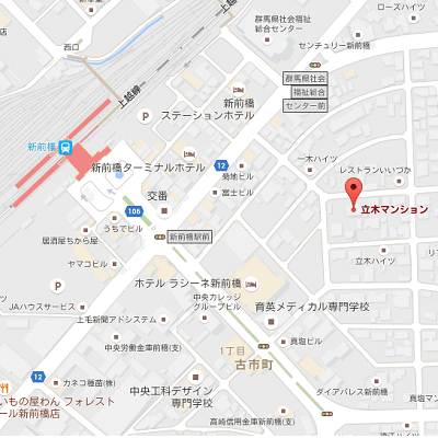 マンスリーリブマックス群馬新前橋駅前■『1LDK・43平米・駅7分』【ローテーブル・ソファ】≪スタンダードシリーズ≫の物件地図